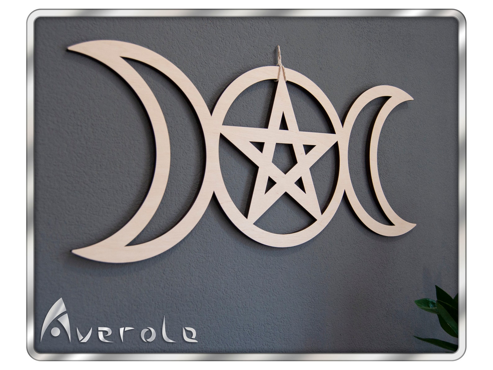 Triple Moon with Pentacle wall decor Triple Moon Crystal Grid Etsy