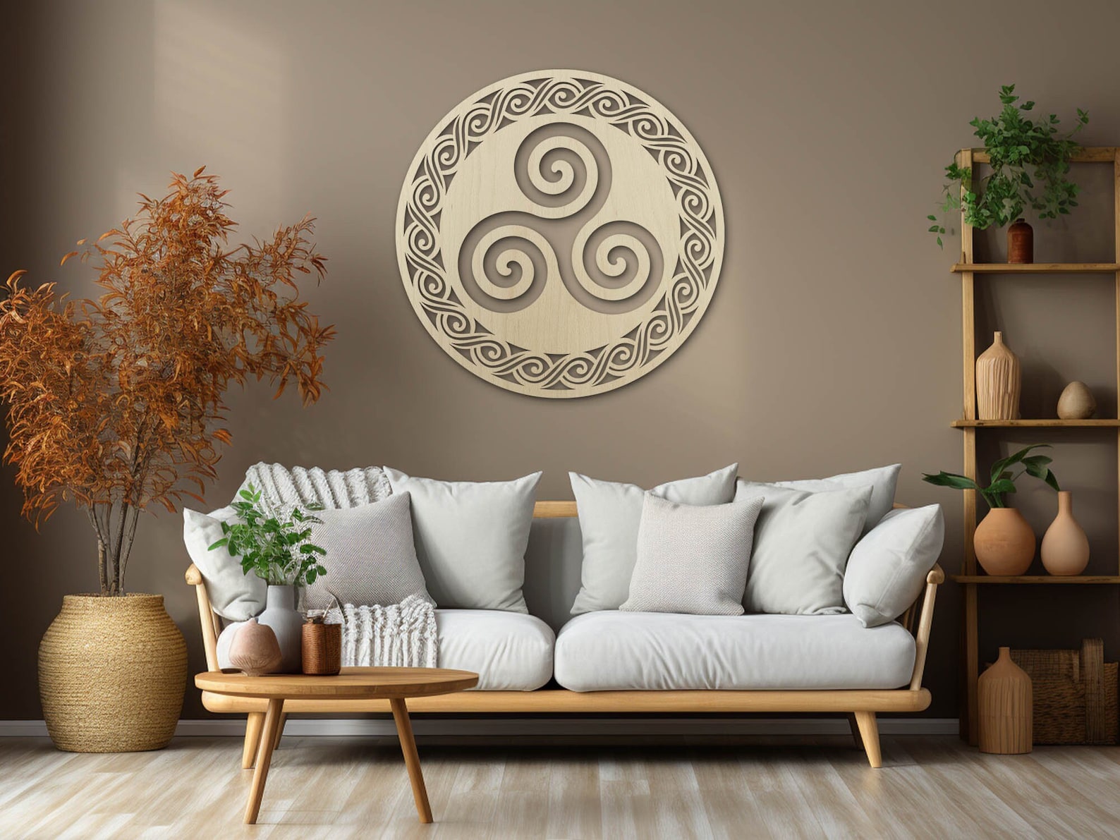 Triskelion wood wall art, Celtic knot wall hanging, Celtic wall decor, Triskel Wood Wall Art, Wiccan gift wood wall art, Triple spiral art