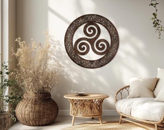 Triskelion Wood Wall Decor, Celtic heritage, Spiritual Symbol of progress, growth and movement, Celtic spiral knot, Celtic Altar decoration