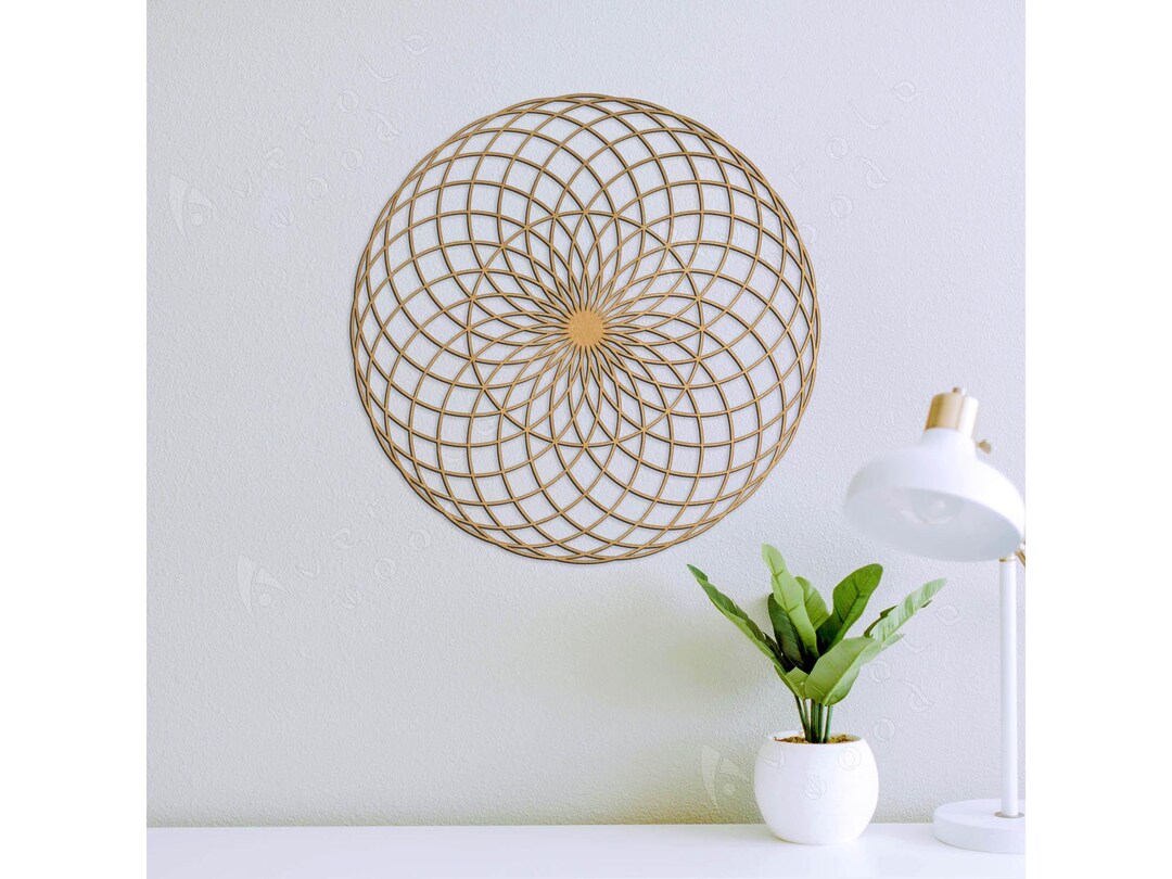 Lotus of Life Wooden Wall Decor 24 Circles, Sacred Geometry Mandala ...