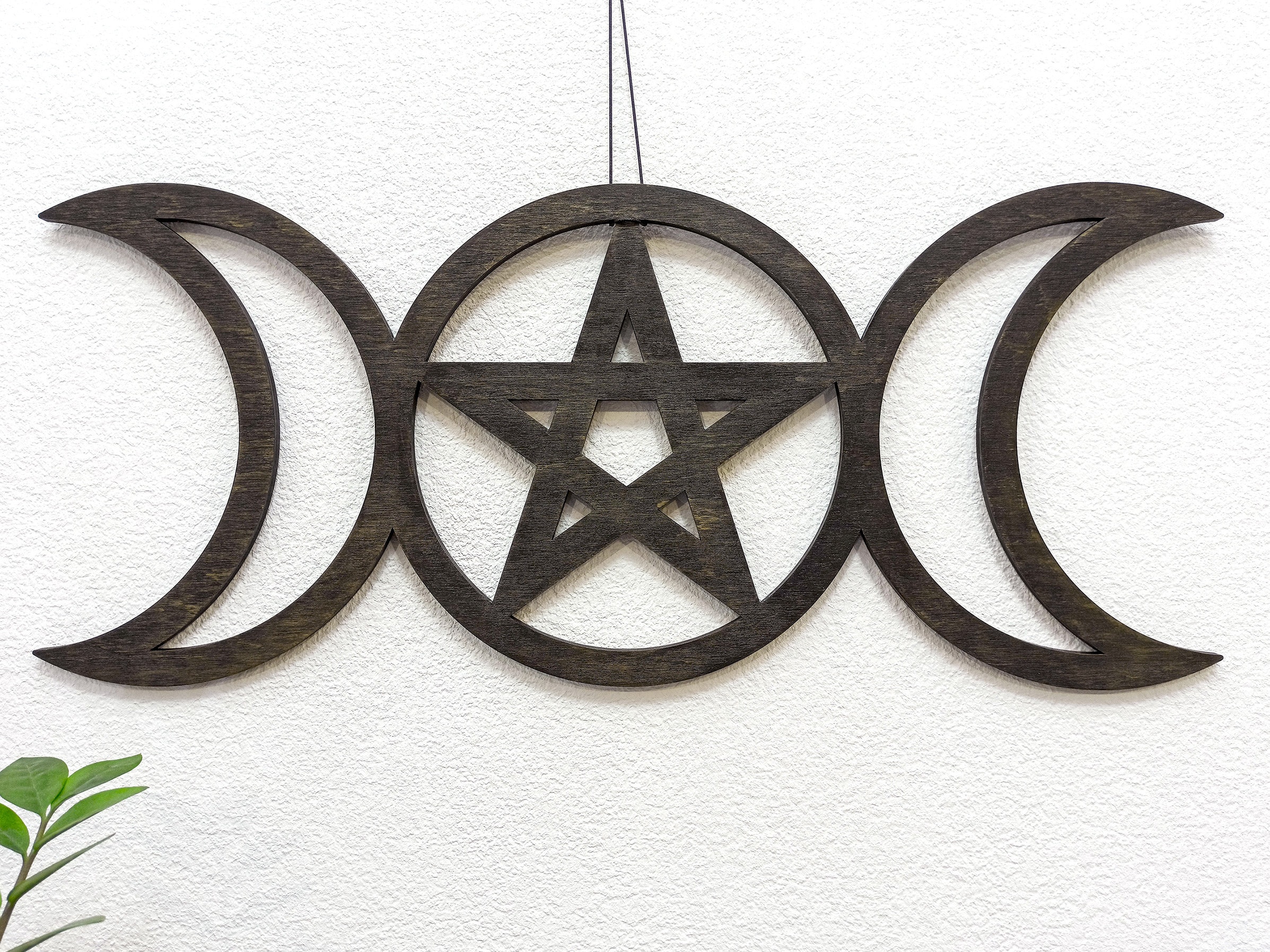 Triple Moon with Pentacle wall decor Triple Moon Crystal Grid Etsy