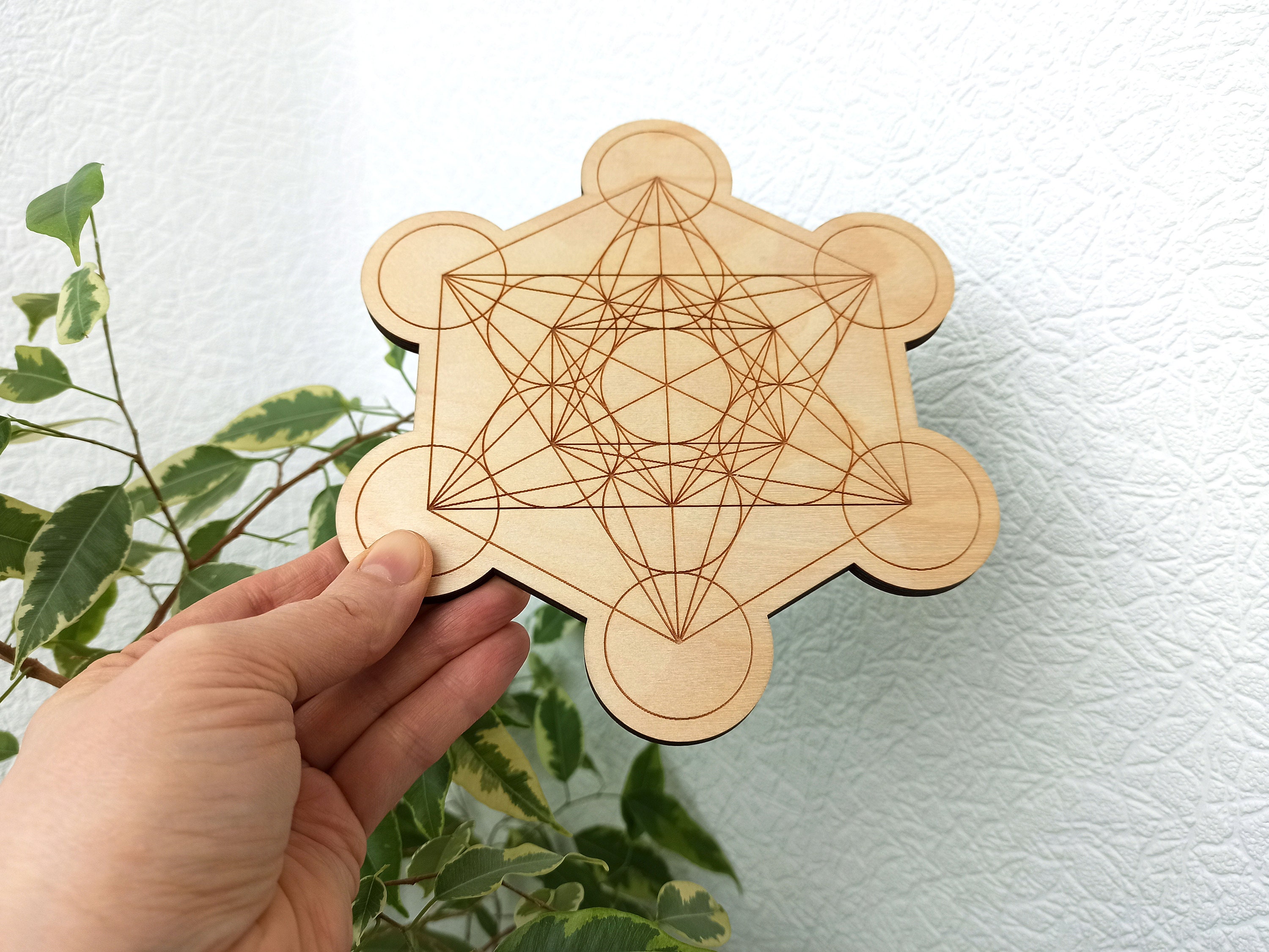 Metatrons Cube Crystal Grid Board, Metatron Cube Wooden Crystal Grid ...