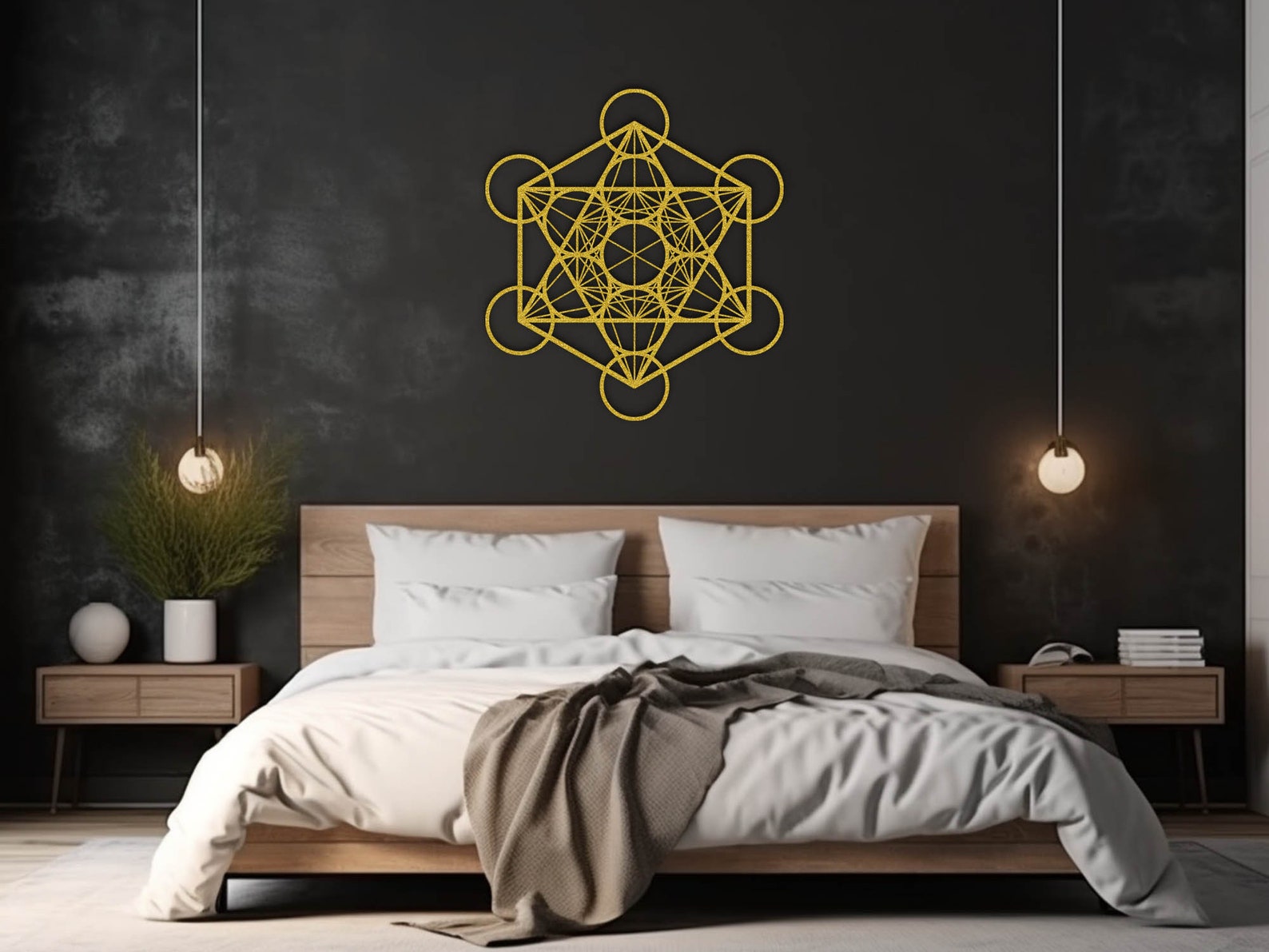 Metatrons Cube Wall Decor, Sacred Geometry Wall Art, Yoga Studio Decor ...