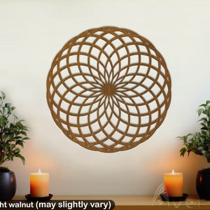 Torus wood wall decor, Sacred geometry Mandala Extra large wall art , Flower of Life art, Large Round Bedroom wall hanging, Anniversary gift