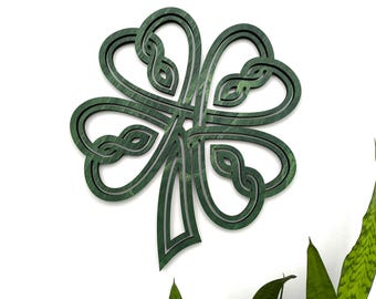 Keltisches Kleeblatt Holz Wanddekor, 4 Kleeblatt Keltischer Wandbehang, irisches Geschenk für Zuhause, keltisches Symbolgeschenk, Symbol des Glücks Wandbehang