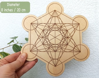 Metatrons cube crystal grid board, Metatron cube Wooden Crystal Grid, Sacred geometry wood wall decor
