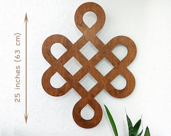 Endless Knot wood wall hanging, Celtic endless knot, Infinity knot wall art, Shrivatsa wall decor, Auspicious sign wall art