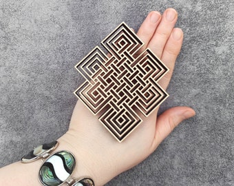 Endless knot wall decor, Bedroom wall hanging, Yoga studio decor, Symbols of Buddhism, Infinite knot wood wall art