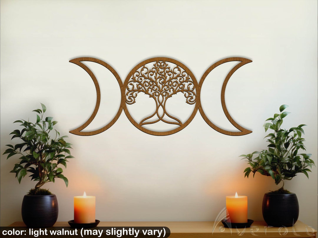 Triple Moon Decor Large Wall Hanging, Moon Phases Wall Hanging, Tree of
