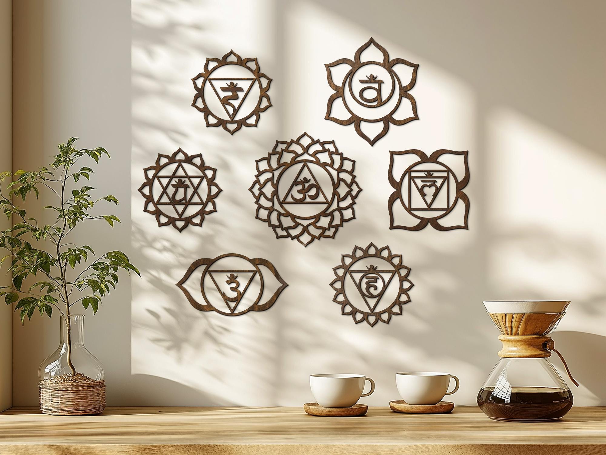 Chakra Wall Art, Chakra Symbols Wall Decor, 7 Chakra Symbols, Yoga ...