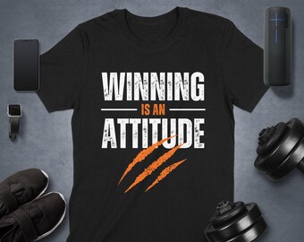 Winning Is an Attitude Motivational Gym Unisex T-shirt, Fitness Workout Positive Inspirational Tee