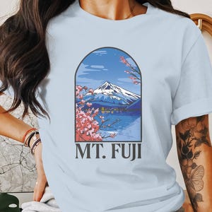 Mt. Fuji Cherry Blossom Unisex T-shirt - Japanese Mountain Landscape Shirt - Sakura Art Tee - Aesthetic Japan Tee - Nature Travel Souvenir