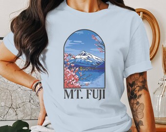 Mt. Fuji Cherry Blossom Unisex T-shirt - Japanese Mountain Landscape Shirt - Sakura Art Tee - Aesthetic Japan Tee - Nature Travel Souvenir