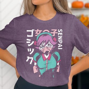 Gothic Pastel Anime Unisex T-shirt - Senpai Nurse Tee - Kawaii Goth Aesthetic Shirt - Japanese Otaku Streetwear - Pastel Grunge Graphic Tee