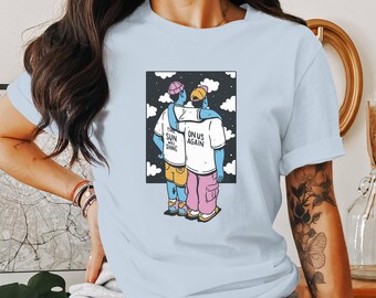 Colorful Friends Graphic Tee, Positive Message T-Shirt - Inspirational Quote Shirt - Stylish Cartoon Design - Unique Casual Wear