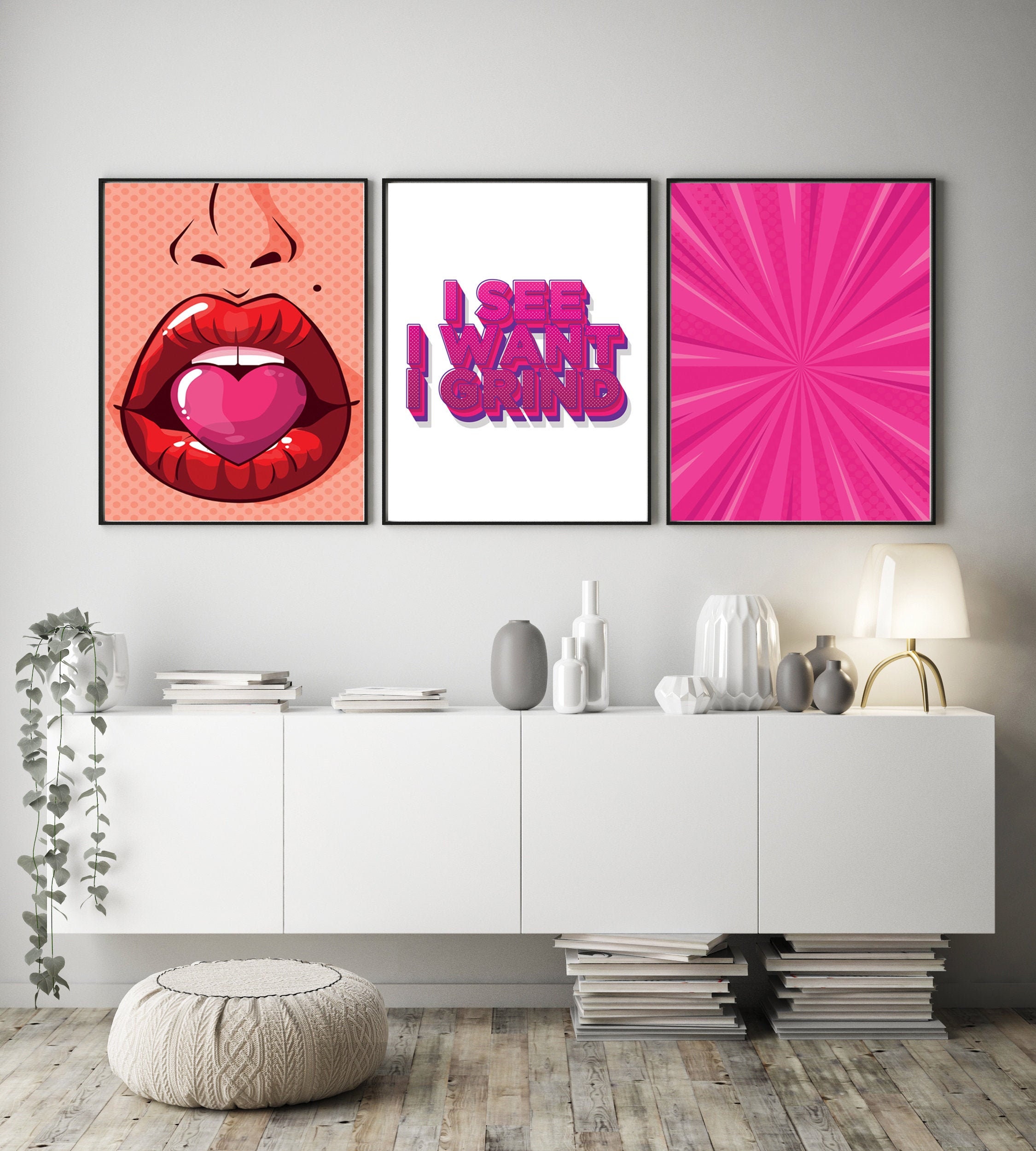 Pink Prints Wall Decor Abstract Art Printable Wall Art Digital Etsy