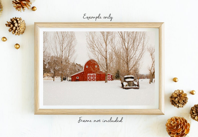 Red Barn Print-Snow Print-Winter Barn Print-Winter Art-Winter Art Print-Red Barn in Snow Art-Winter Photography Prints image 3