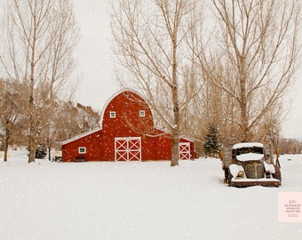 Red Barn Print-Snow Print-Winter Barn Print-Winter Art-Winter Art Print-Red Barn in Snow Art-Winter Photography Prints