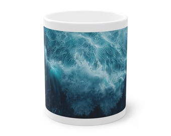 OCEAN BLAST: Taza de café costera / Arte oceánico / Arte mural playero / Café / Arte costero / Océano abstracto / Taza / Cristalería