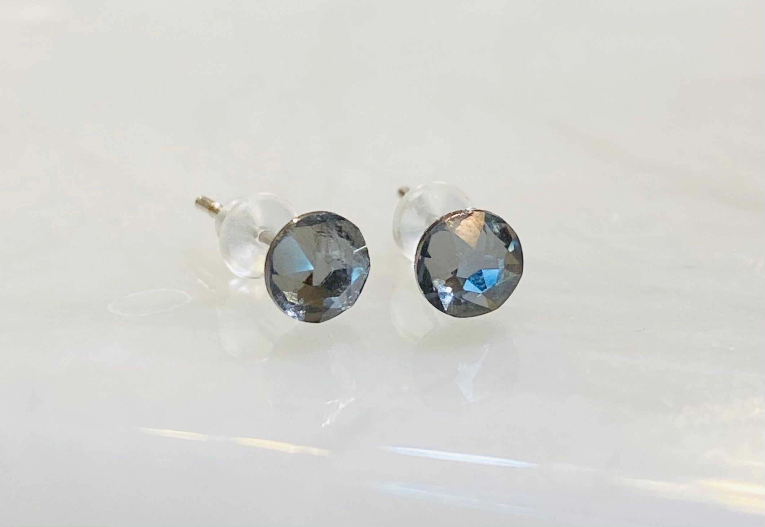 Black Swarovski Crystal Stud Earrings 5mm handmade Etsy