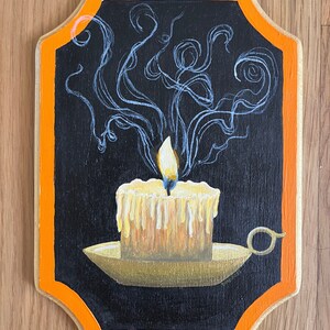 Candle - spooky original acrylic painting on wood panel