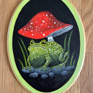 Toad - spooky original acrylic painting on wood panel