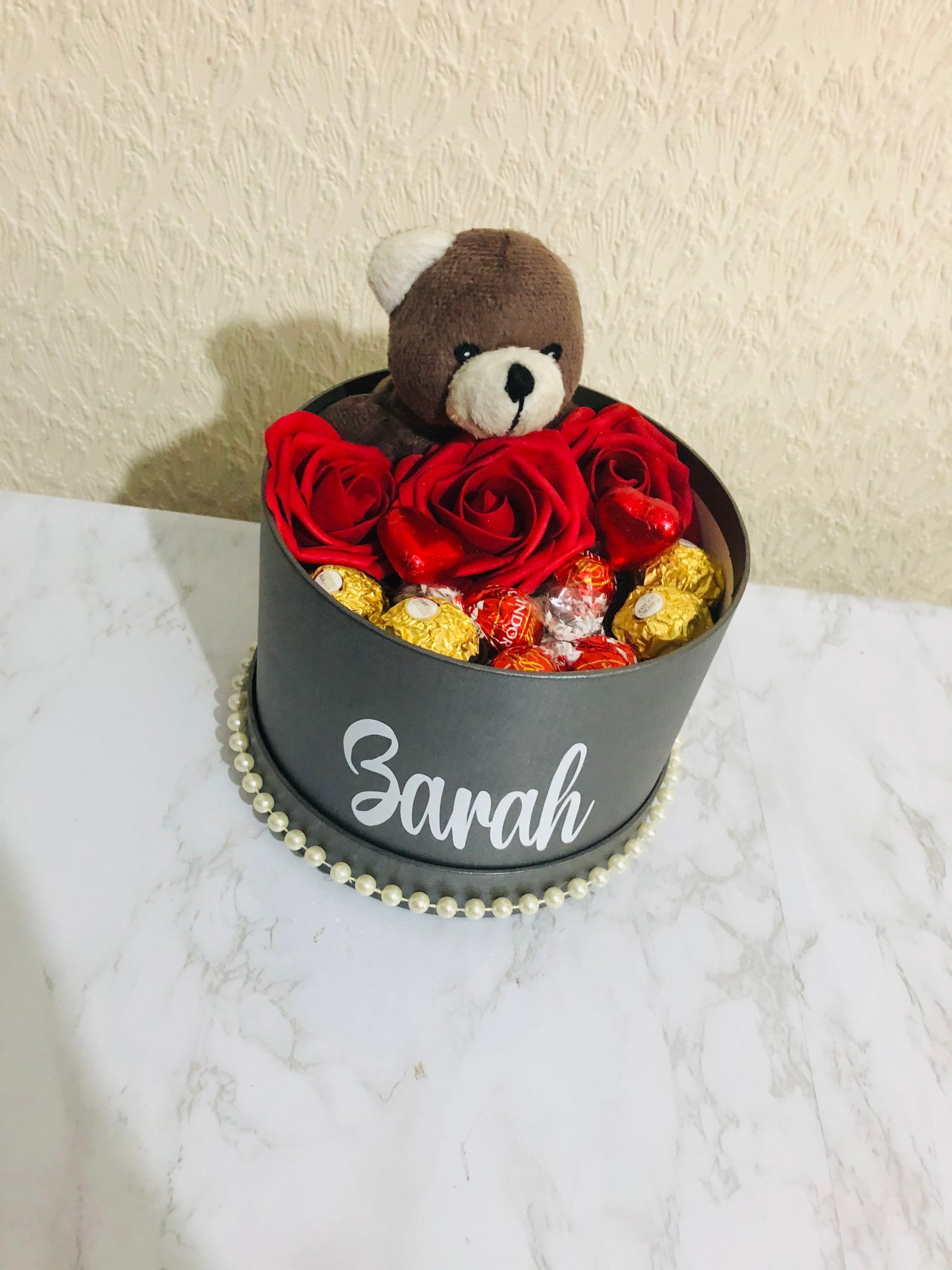 Personalised Gift Hat Box With Assorted Chocolates teddy Bear Etsy UK
