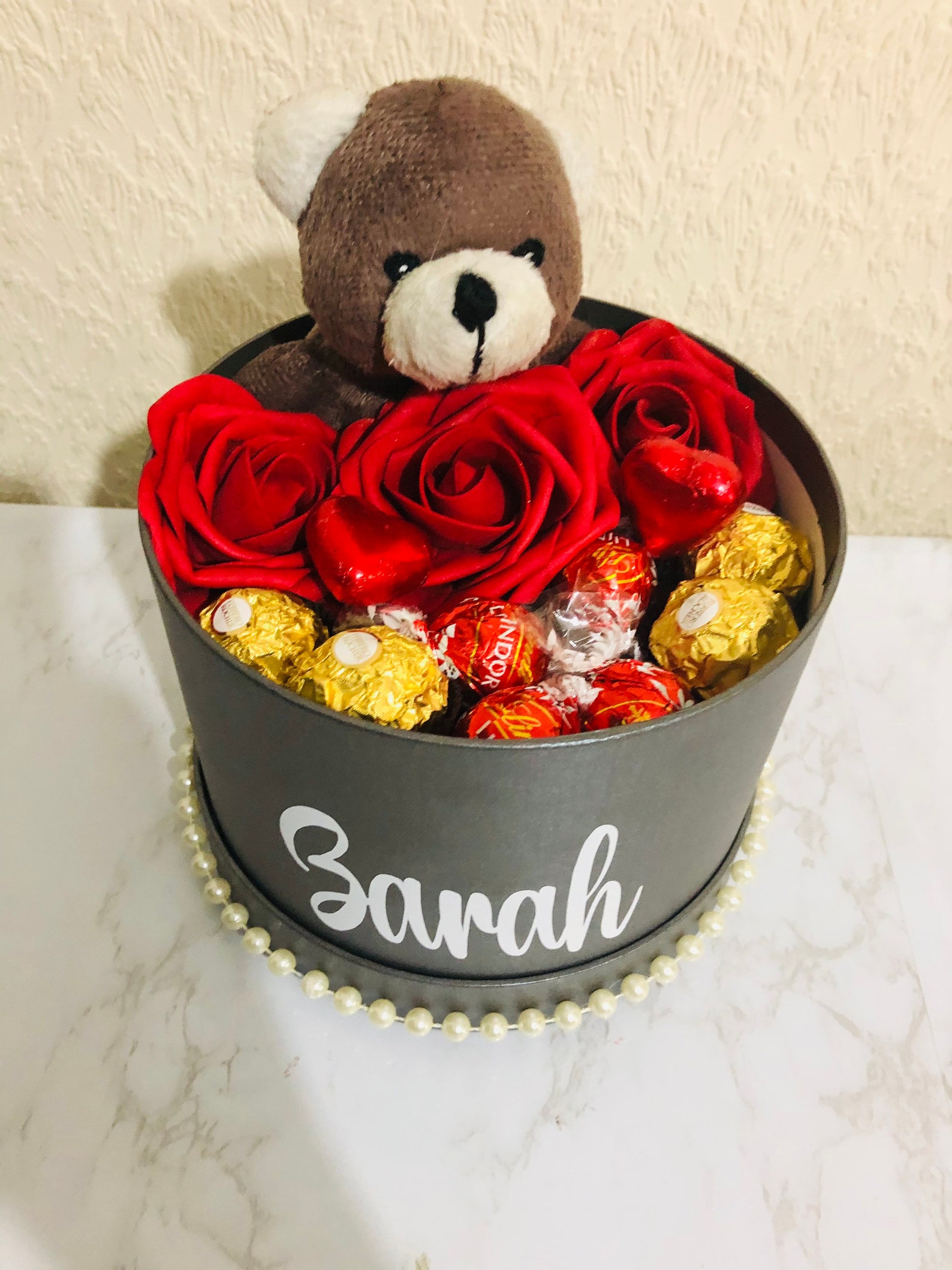Personalised Gift Hat Box With Assorted Chocolates teddy Bear Etsy UK
