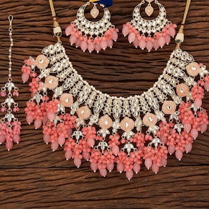 Pakistani indian asian Bridal wedding Jewelry Necklece set .Meenakari Jewellery Set  with Earrings and Tikka - Pakistani/Indian/Asian set.