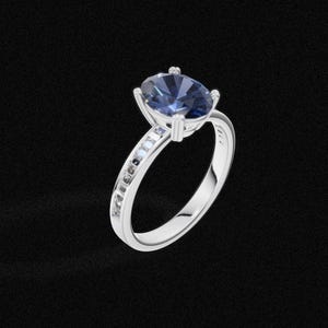 Engagement ring - Natural Ceylon Sapphire, Solid 14k Gold, Natural diamond. Heirloom jewelry.