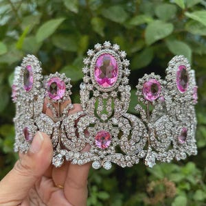 60c Lab Grow Diamond 90ct Amethyst 925 Sterling Silver Bridal Tiara Jewelry