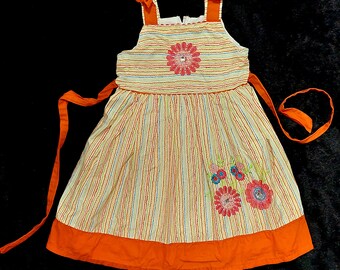 Toddler Girl Orange Stripes Ribbon Dress