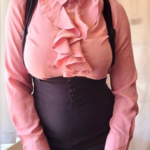 Salmon Ruffled Collared Blouse