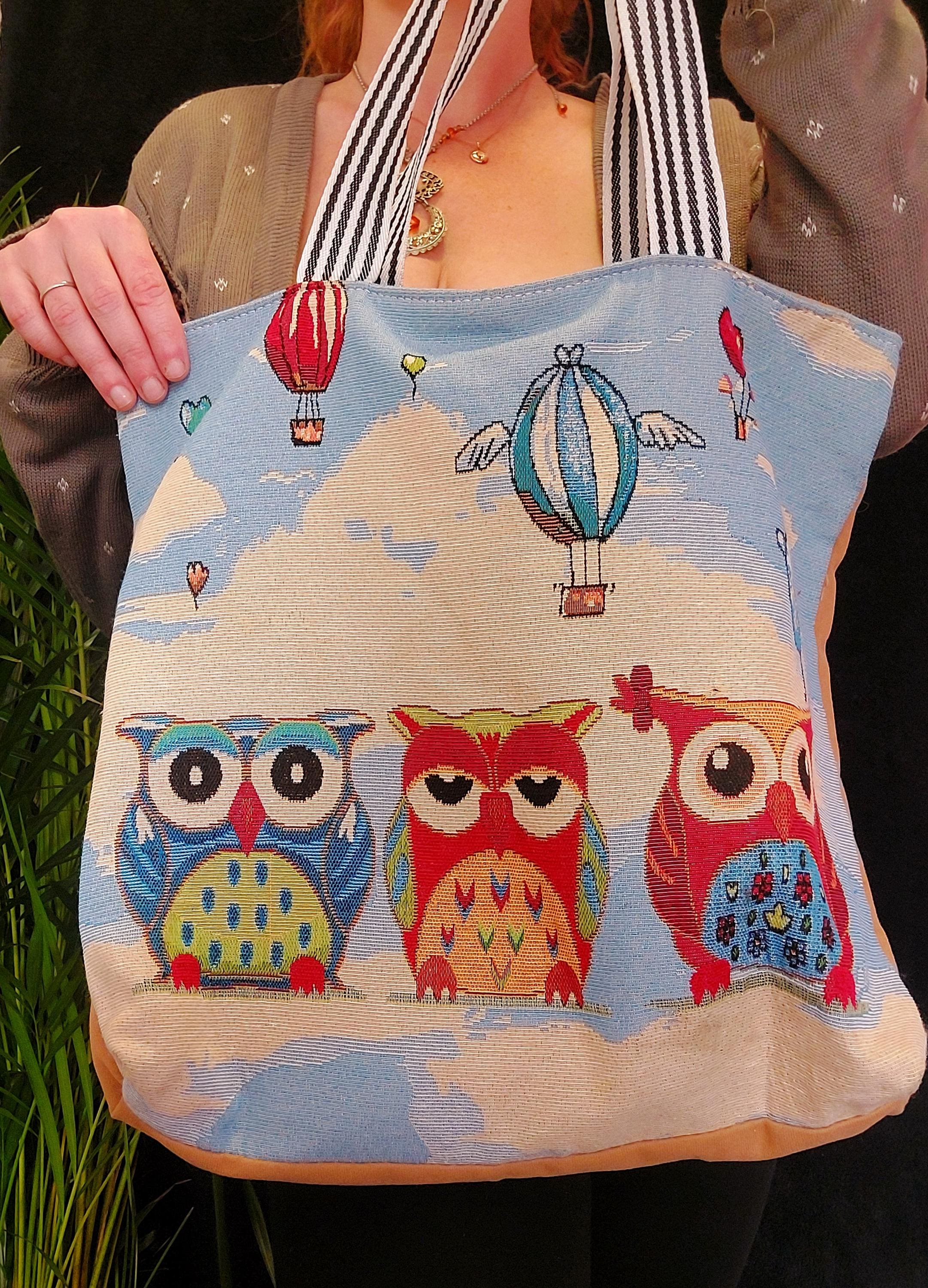 Owl Tapestry Tote Hand Bag