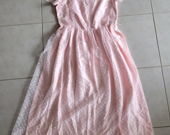 Vintage Party Rosa Vintage Spitze Satin Kleid Union Made Größe M L