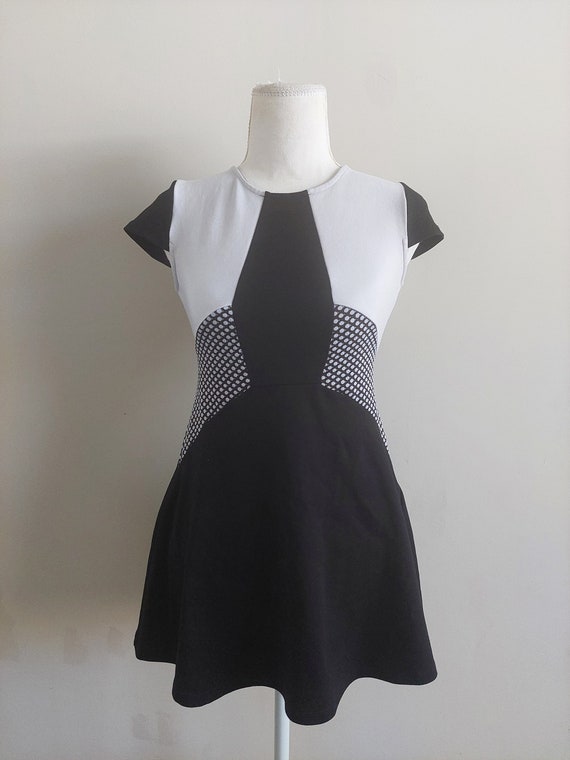 Black White Bardot Junior Dress XXS