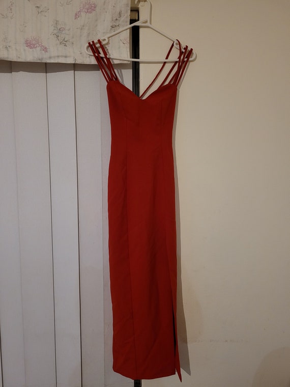 80s Red Strappy Sexy Jessica Rabbit Dress - image 6