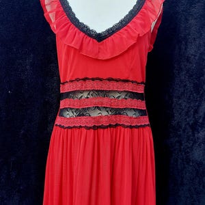 Red Swing Dress Black Lace M