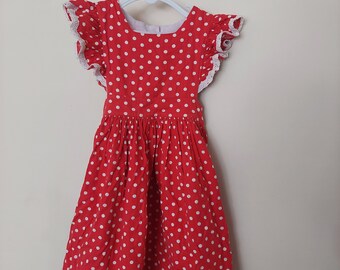 Toddler Girl Red Polka Dot Pinafore