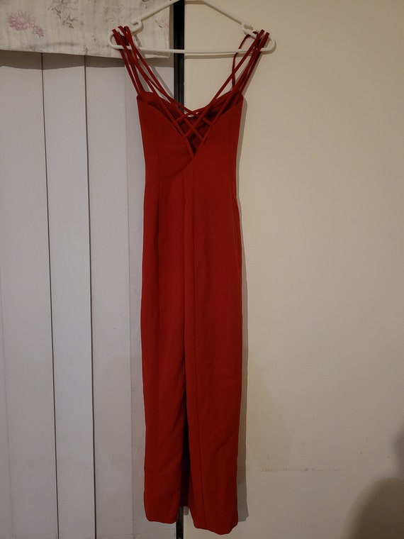 80s Red Strappy Sexy Jessica Rabbit Dress - image 5