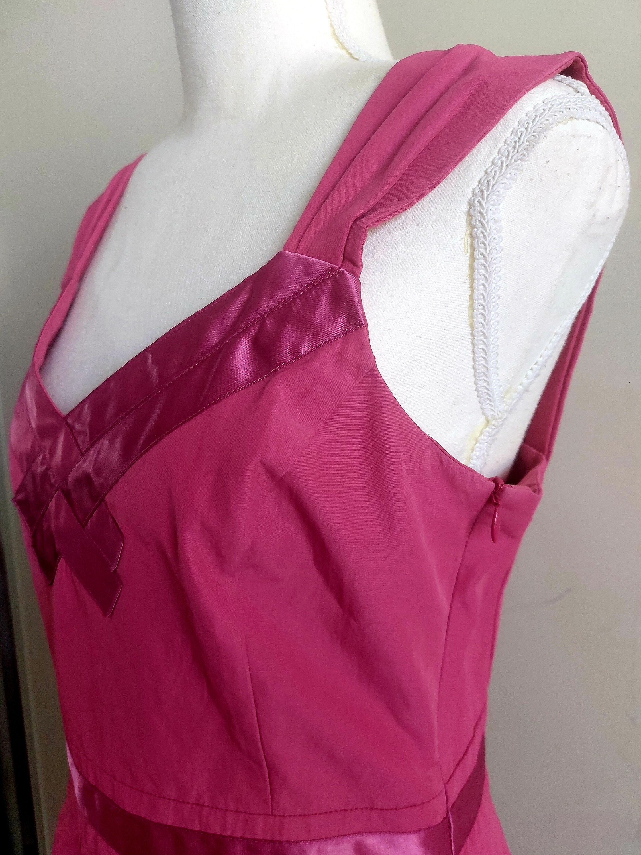 cue pink dress CUE "Twist Strap Cotton" Maxi Dress in Hot Pink ~ size 6