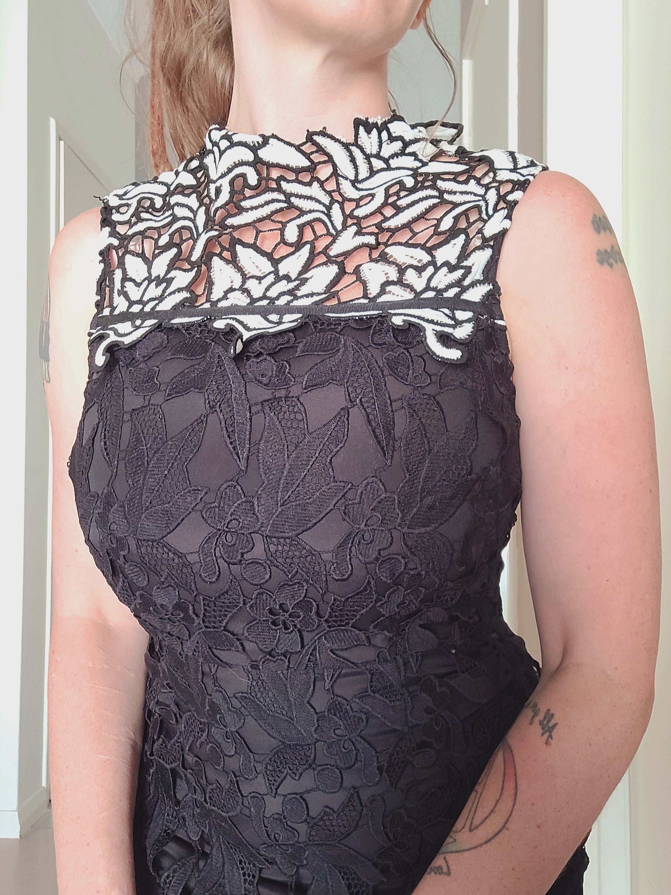 Topshop Mini Dress Black White Lace Applique Party Dress - Etsy