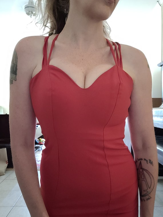 80s Red Strappy Sexy Jessica Rabbit Dress - image 4