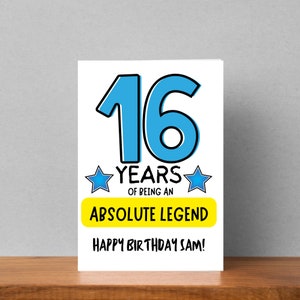 16e verjaardagskaart voor jongen zoon neef kleinzoon vriend 16 jaar 16e verjaardag 16e verjaardagskaart Absolute legende
