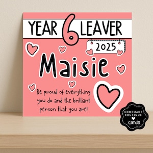 Biglietto di fine anno scolastico 6° 2025 / Biglietto di fine anno scolastico personalizzato / Ragazzi e ragazze / Ricordo di fine anno / Nome personalizzato / Blu o rosa