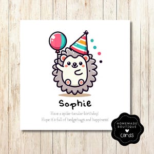 Carte d'anniversaire personnalisée hérisson - carte d'anniversaire drôle de jeu de mots - carte hérisson - anniversaire animal mignon - carte de jeu de mots animal drôle