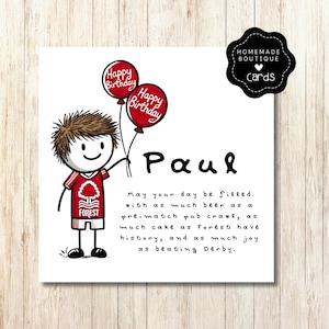 Carte d'anniversaire personnalisée inspirée de la forêt de Nottingham - Collection Stick & Scribble, carte d'anniversaire amusante, carte Stick Person