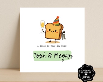 New Home Greeting Card – Personalised New Housewarming Gift - Cute New Home card - A Toast to Your New Home  card