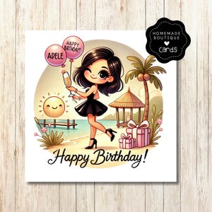 Cartão de aniversário personalizado divertido e fofo - Cartão de aniversário para férias na praia, Cartão de aniversário para melhor amiga