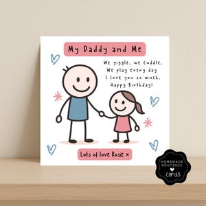 Personalisierte Daddy Geburtstagskarte - Daddy und ich Karte - Junge oder Mädchen Option - Süßes Gedicht für Daddys Geburtstag - Von Sohn oder Tochter